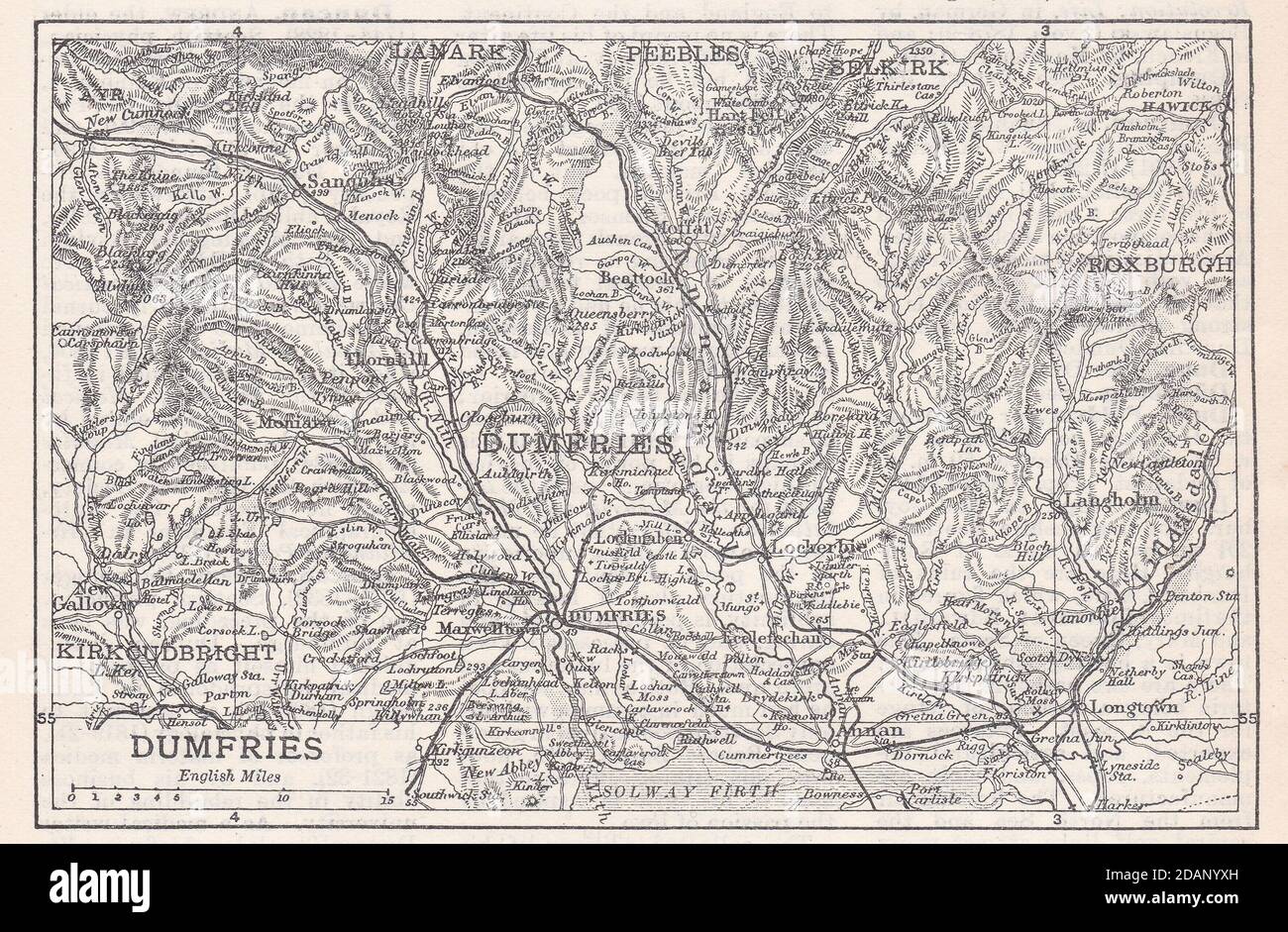Vintage map of Dumfries 1900s Stock Photo Alamy