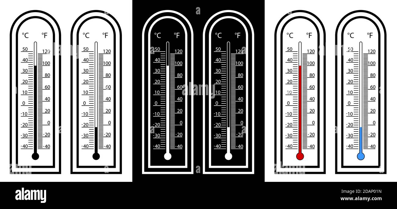 Realistic weather thermometer with high and low temperature. Outdoor  temperature measurement. Isolated vector on white background Stock Vector  Image & Art - Alamy