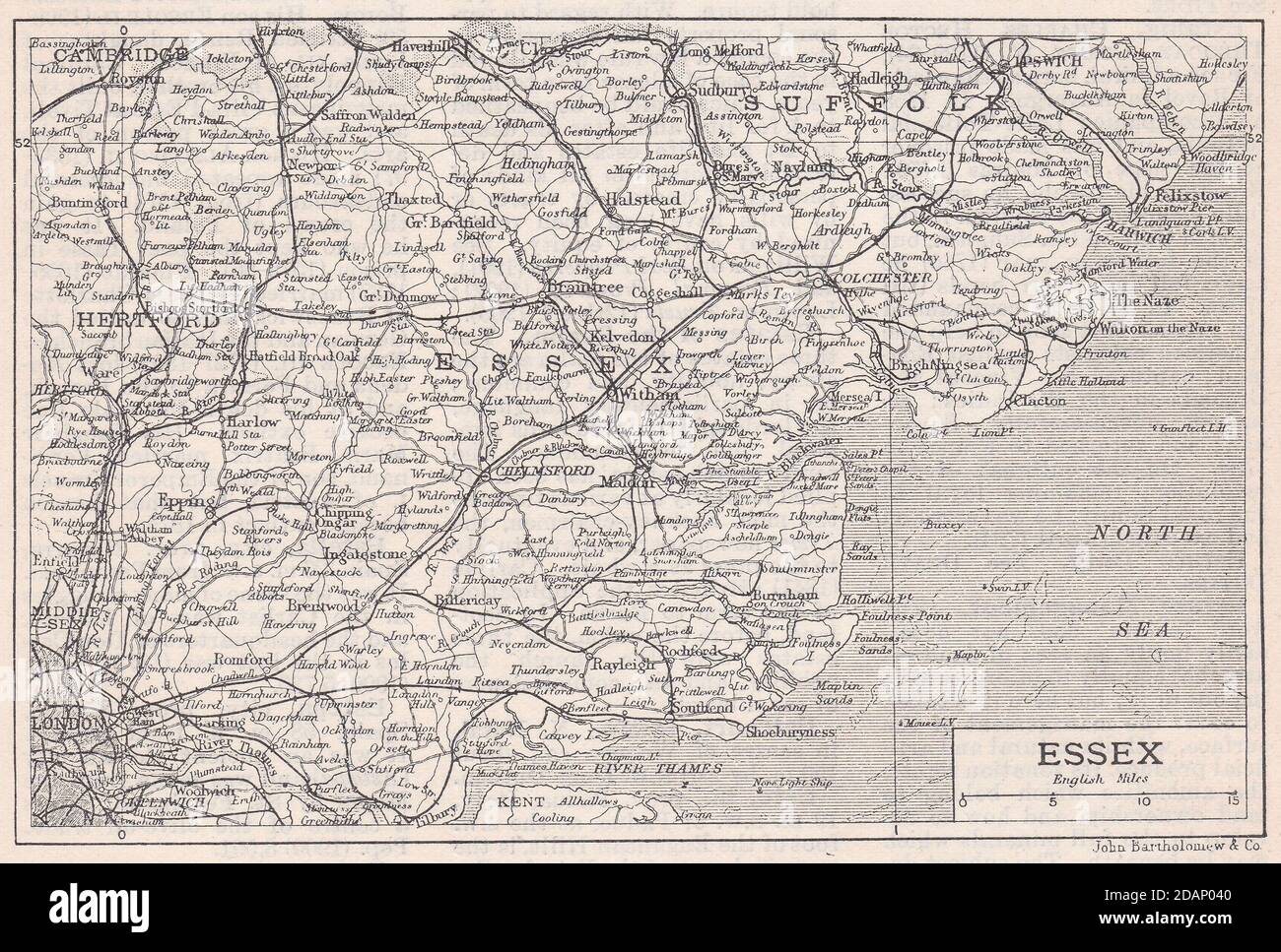 Vintage map of Essex 1900s Stock Photo Alamy