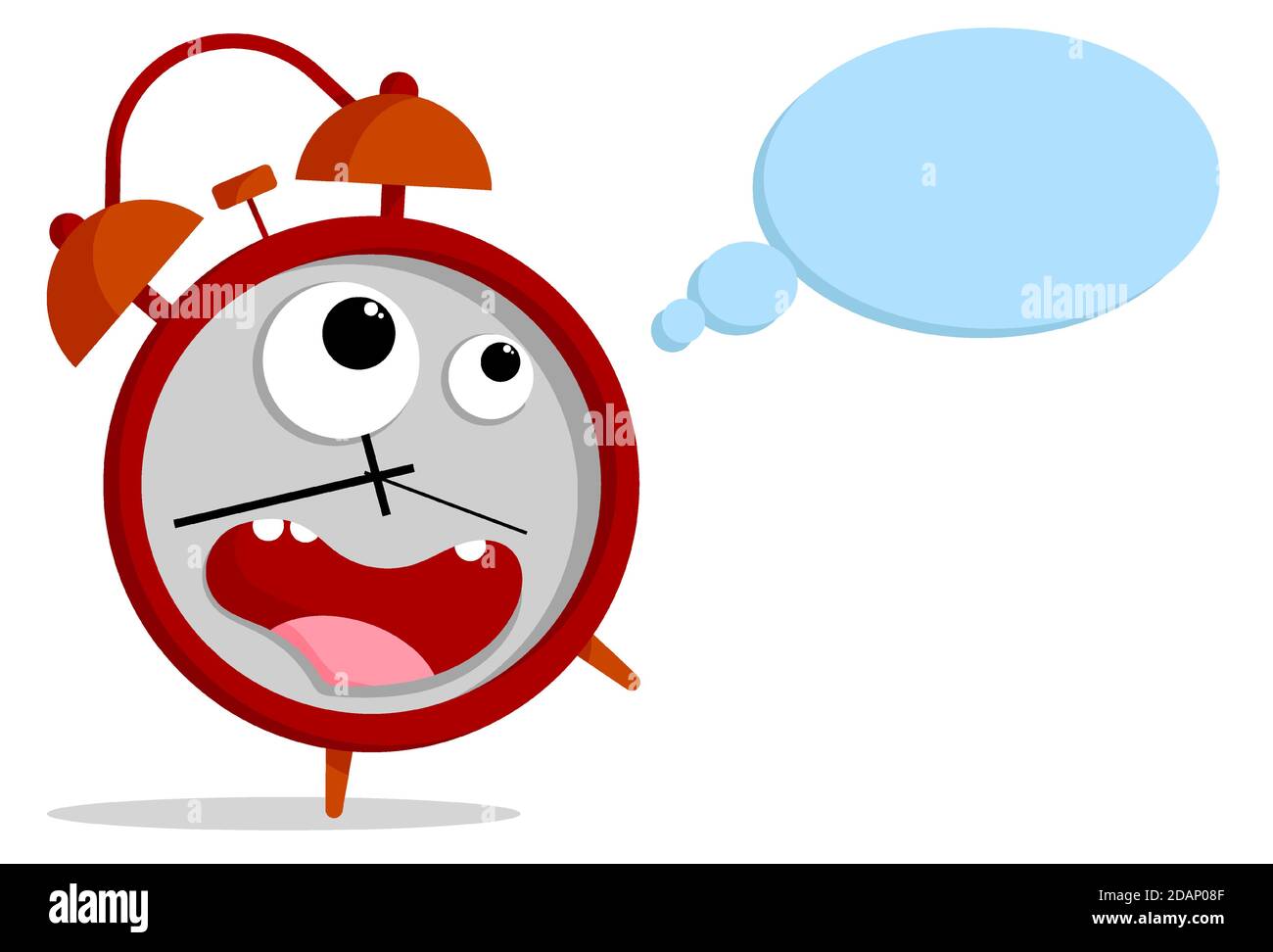 Loud funny crazy alarm clock. Alarm clock in cartoon style isolated on white background