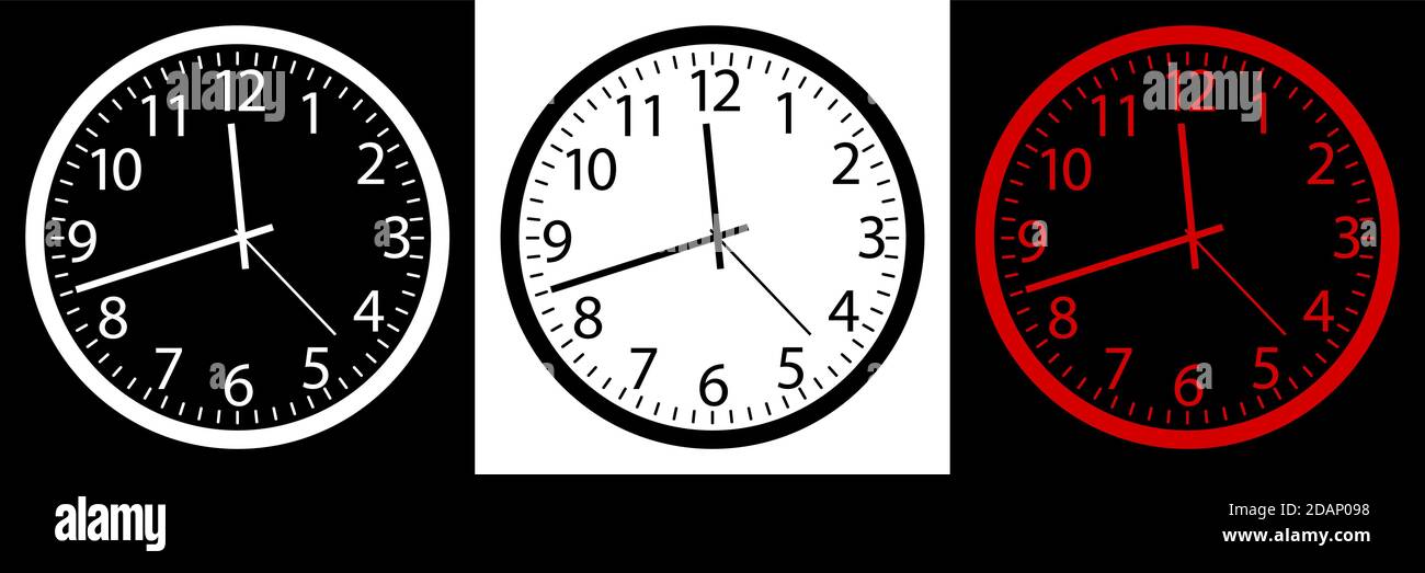 round wall clock icon on white background. Mechanical watch for measuring time. Vector Stock Vector