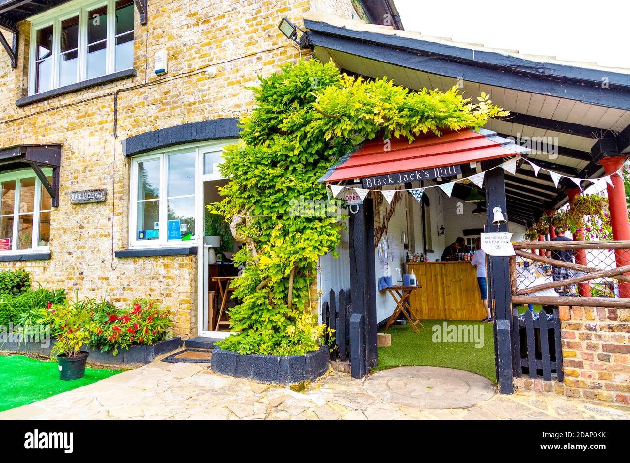 Black Jack's Mill cafe along the Grand Union Canal in Colne Valley, Uxbridge, UK Stock Photo