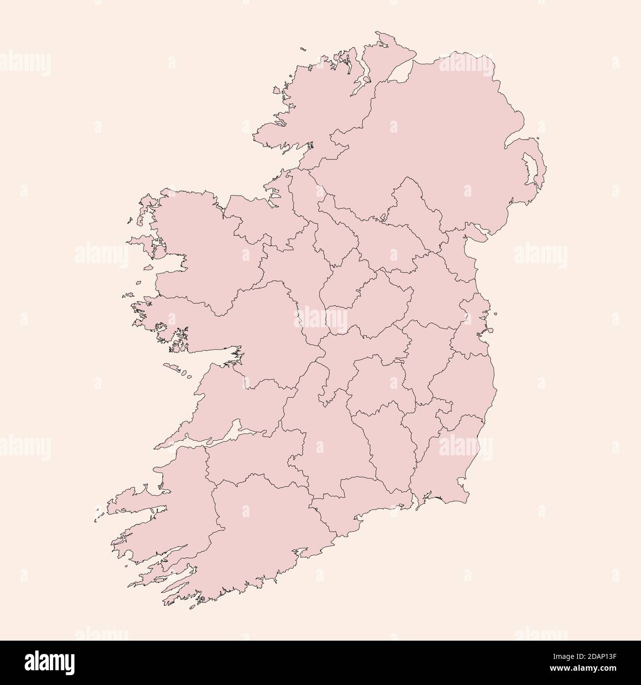 Ireland detailed political map. Vintage pink shade background vector. Business concepts and backgrounds. Stock Vector