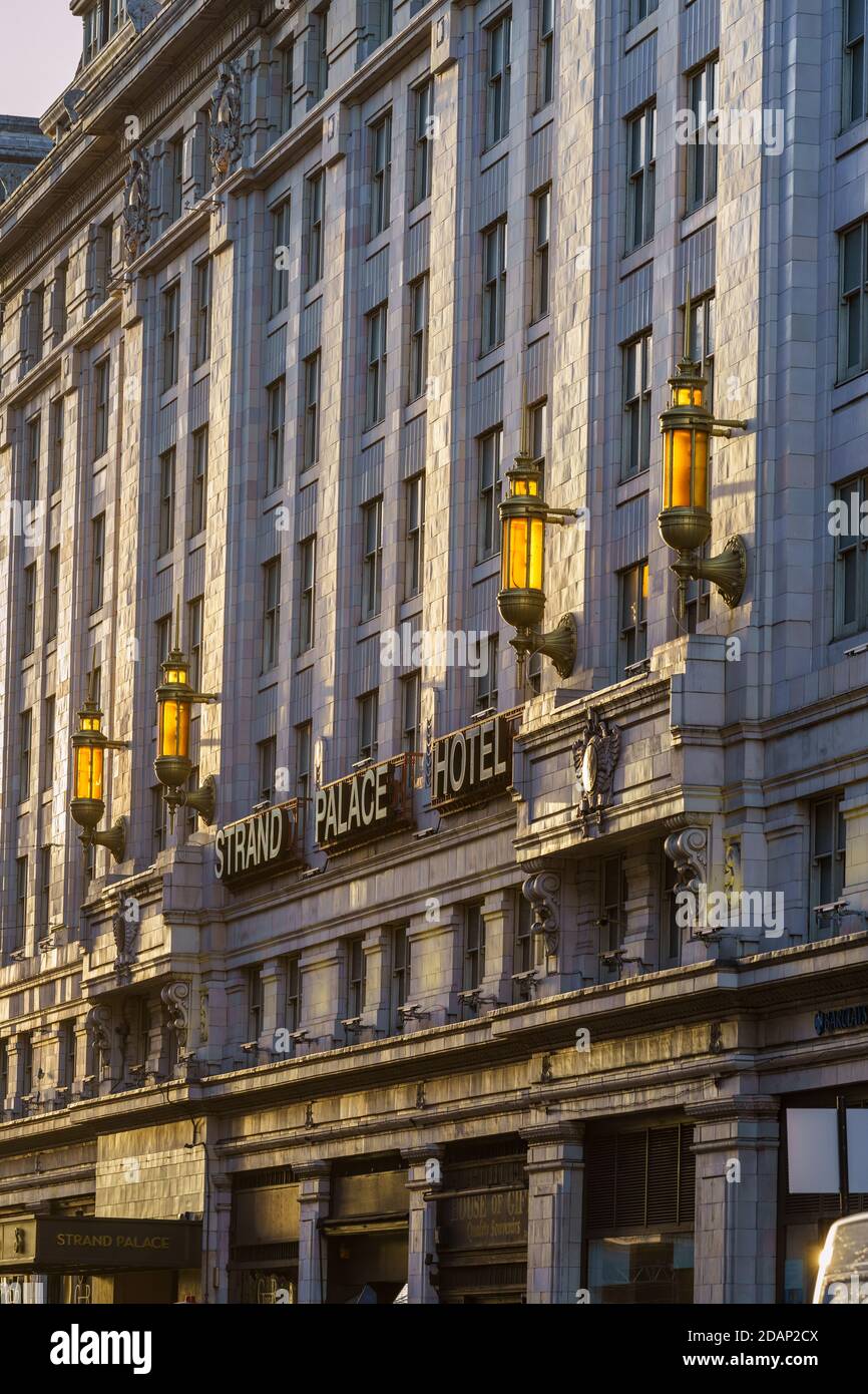 The Strand Palace Hotel London - Facade of the Strand Palace Hotel, the Strand, Central London Stock Photo