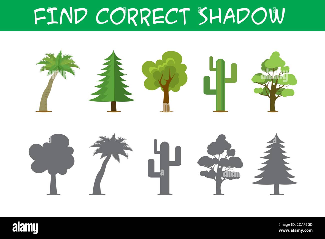 Kids game with trees,find correct shadows Stock Vector Image & Art - Alamy