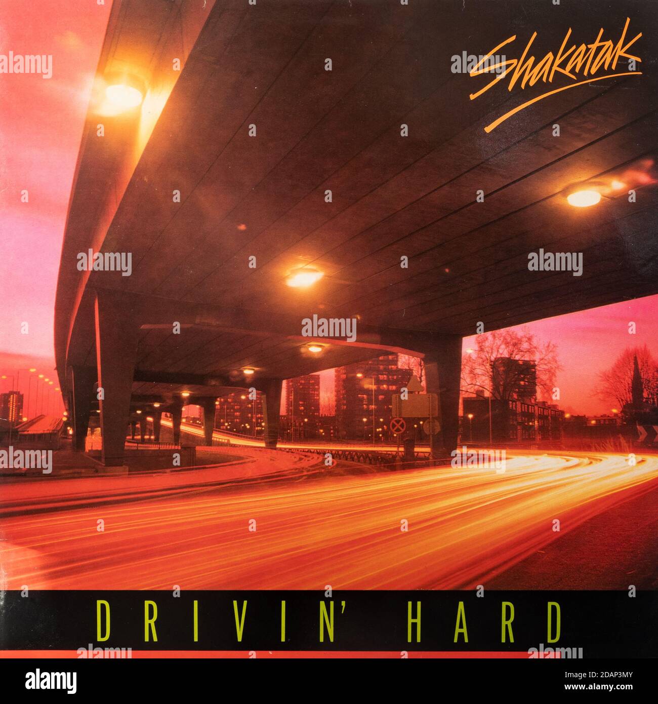 Shakatak Drivin' Hard, vinyl LP record album cover Stock Photo