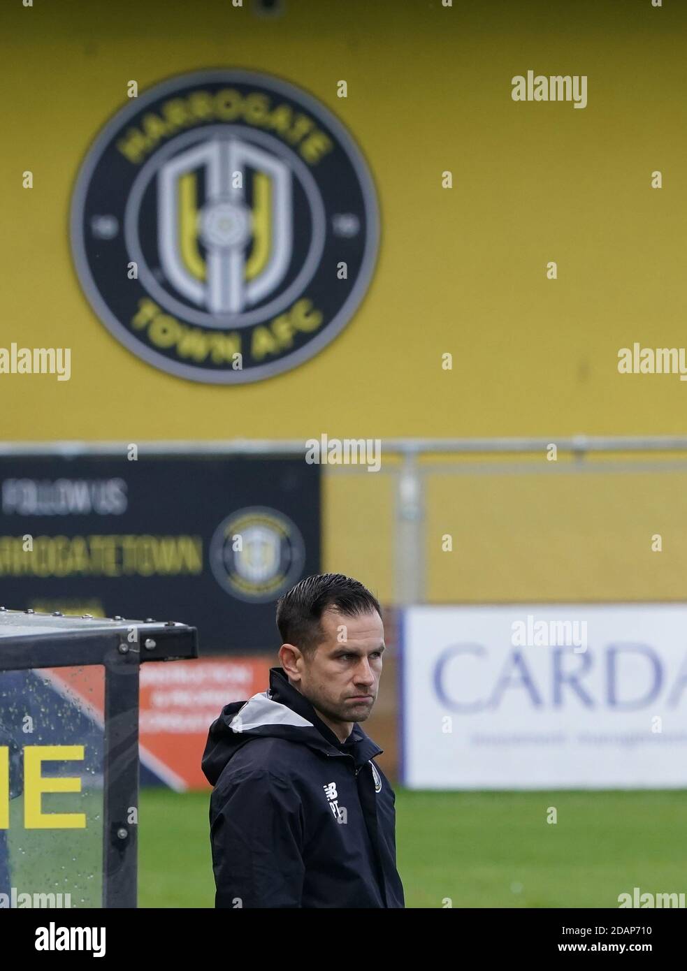 Harrogate Town’s assistant manager Paul Thirwell during the Sky Bet League Two match at the EnviroVent Stadium, Harrogate. Stock Photo