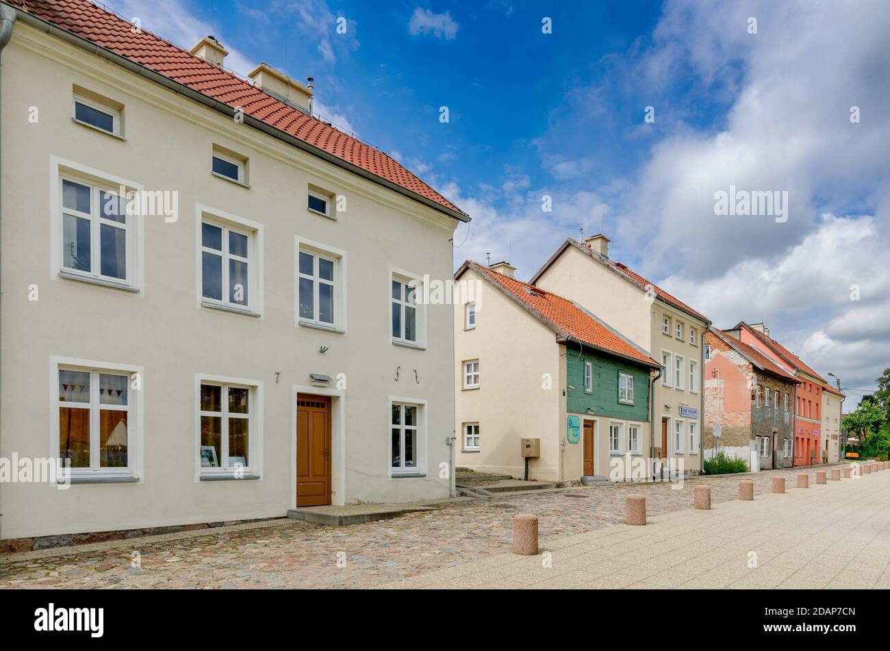 DOBRE MIASTO, WARMIAN-MAZURIAN PROVINCE, POLAND; ger. Guttstadt,  Open-air city buildings museum - 'Museum by the Tower', 17th cent. houses complex. Stock Photo