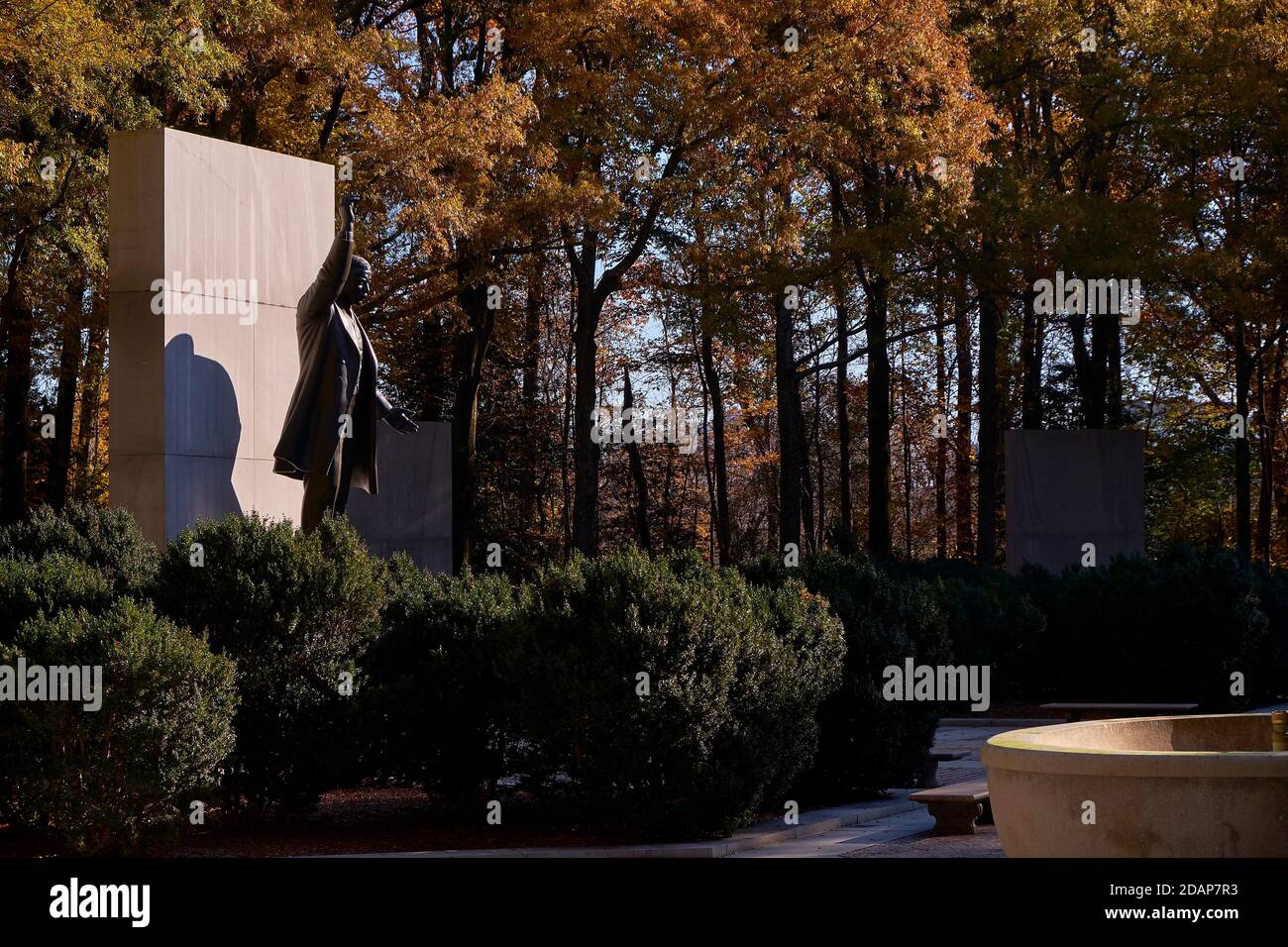 The statue of President Theodore Roosevelt during fall, autumn. At