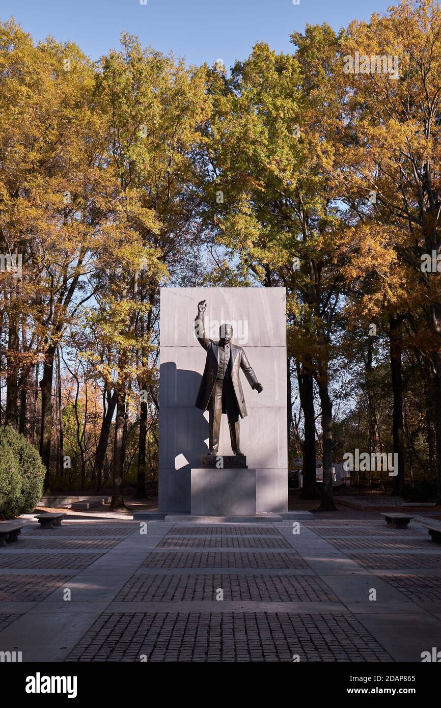 The statue of President Theodore Roosevelt during fall, autumn. At