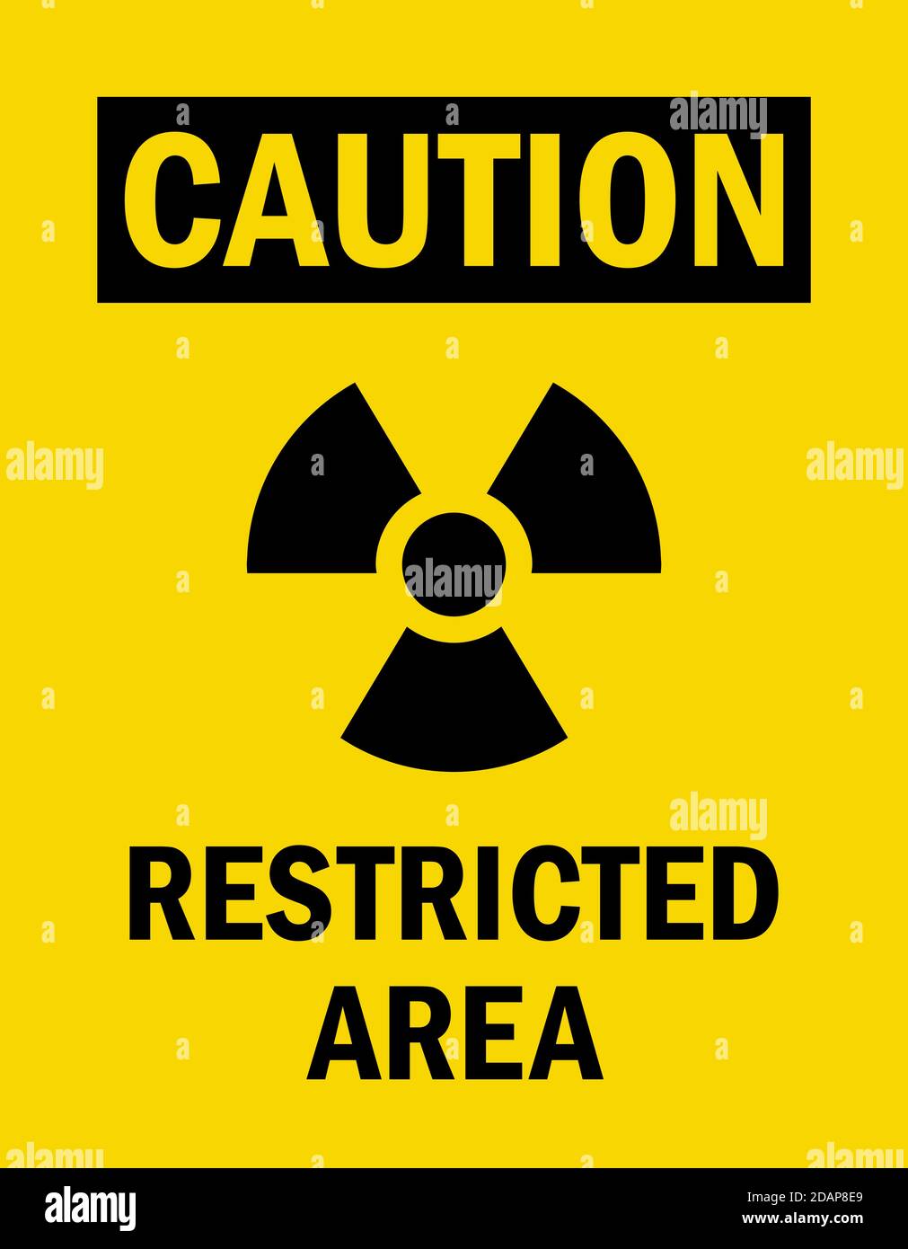 Radiation warning sign. Restricted area. Perfect for business concepts, backgrounds, label, poster, sticker, sign, symbol and wallpaper. Stock Vector
