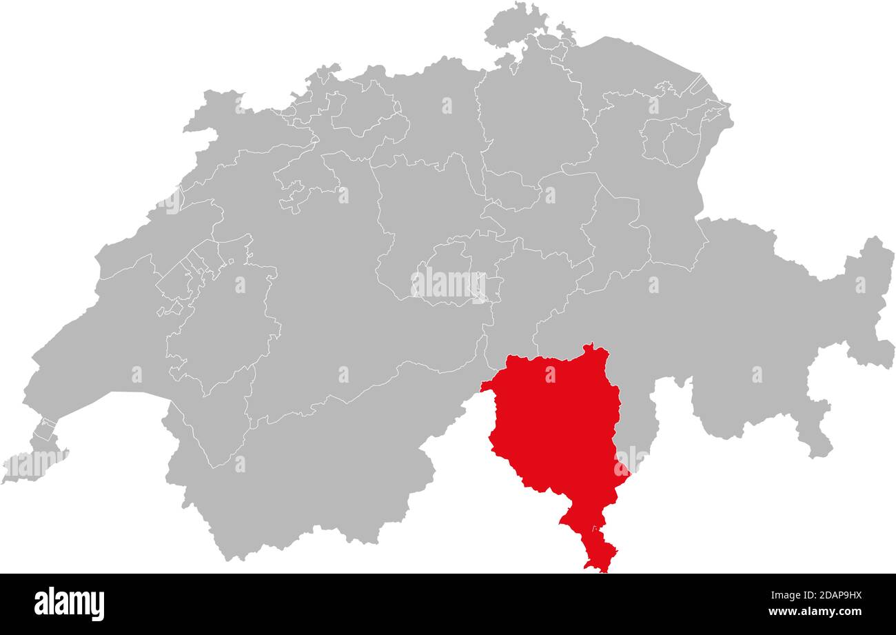 Ticino canton isolated on Switzerland map. Gray background. Backgrounds