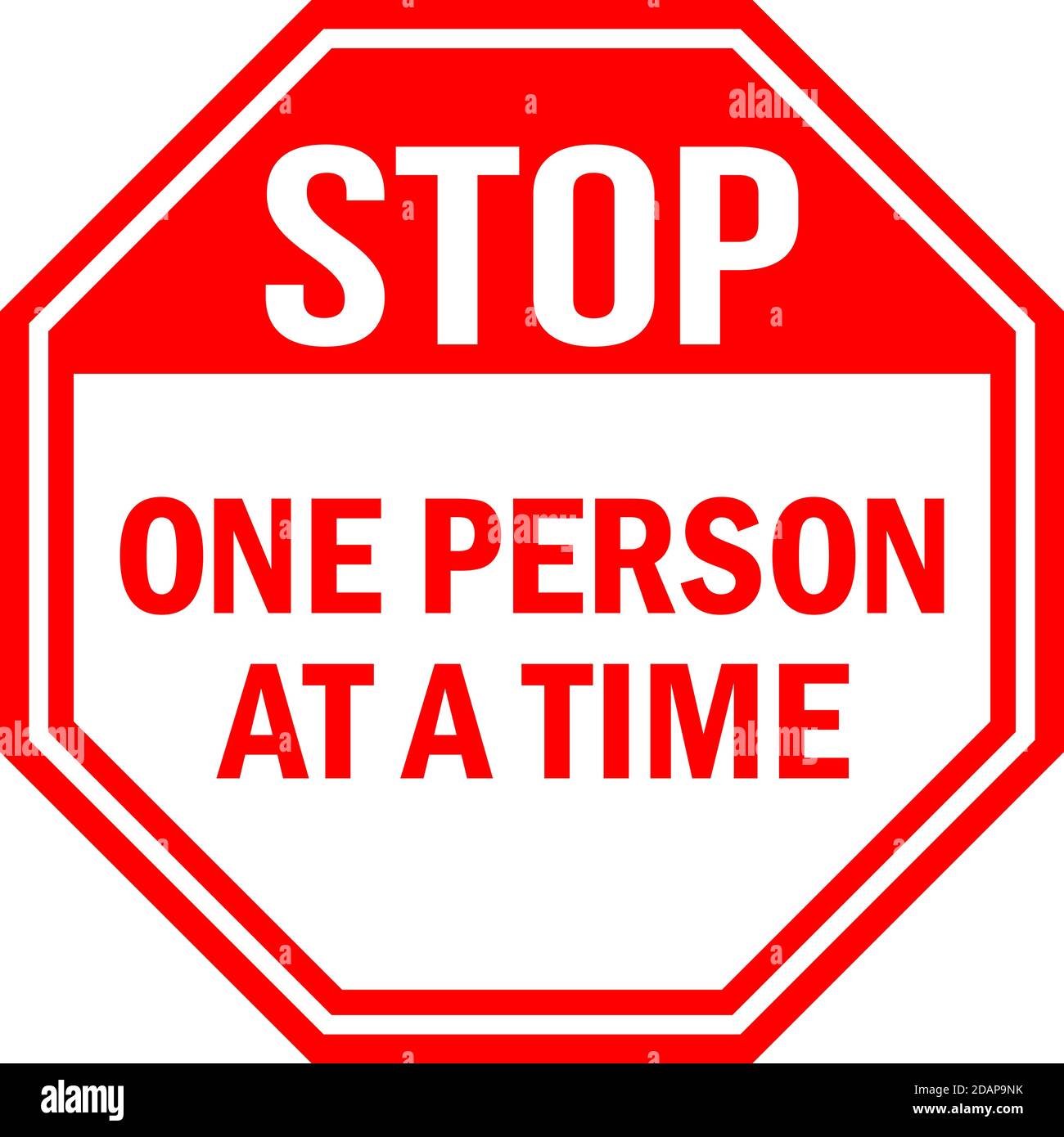 One person at a time stop sign. Red background. Perfect for backgrounds,  backdrop, sign, symbol, icon, label, sticker, poster, banner and wallpapers  Stock Vector Image & Art - Alamy