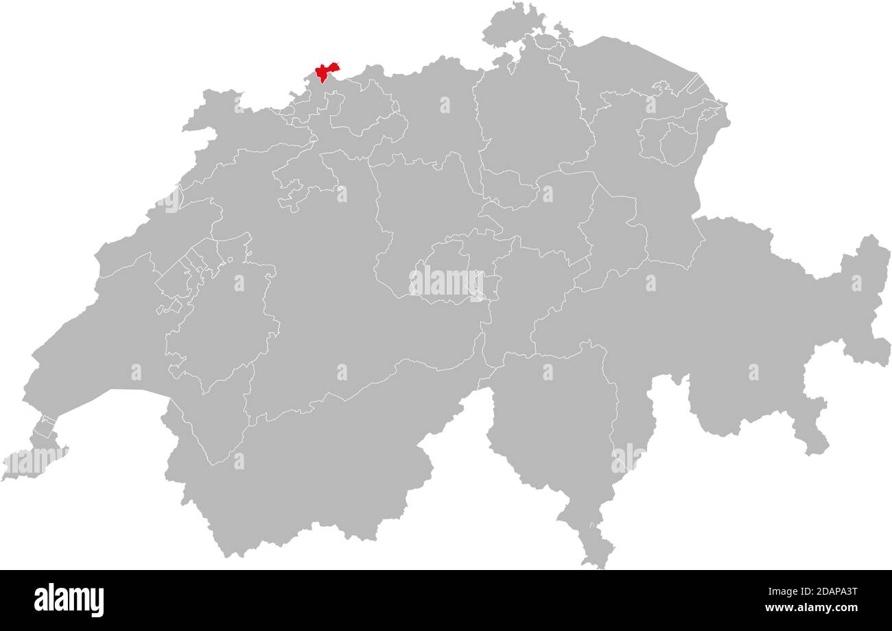 Basel-Stadt canton isolated on Switzerland map. Gray background. Backgrounds and Wallpapers. Stock Vector