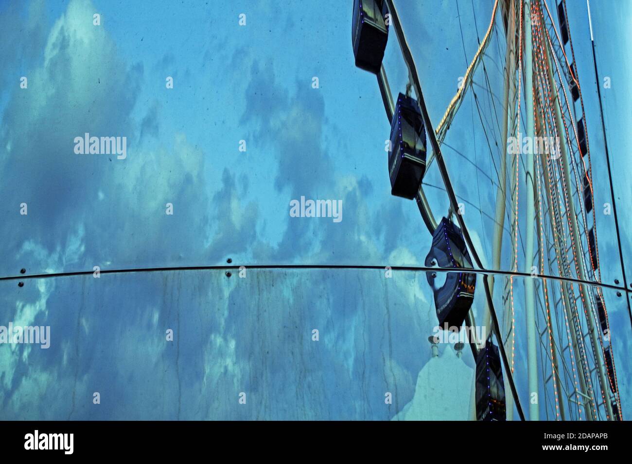 Reflection of Chicago's Navy Pier Ferris Wheel. Stock Photo