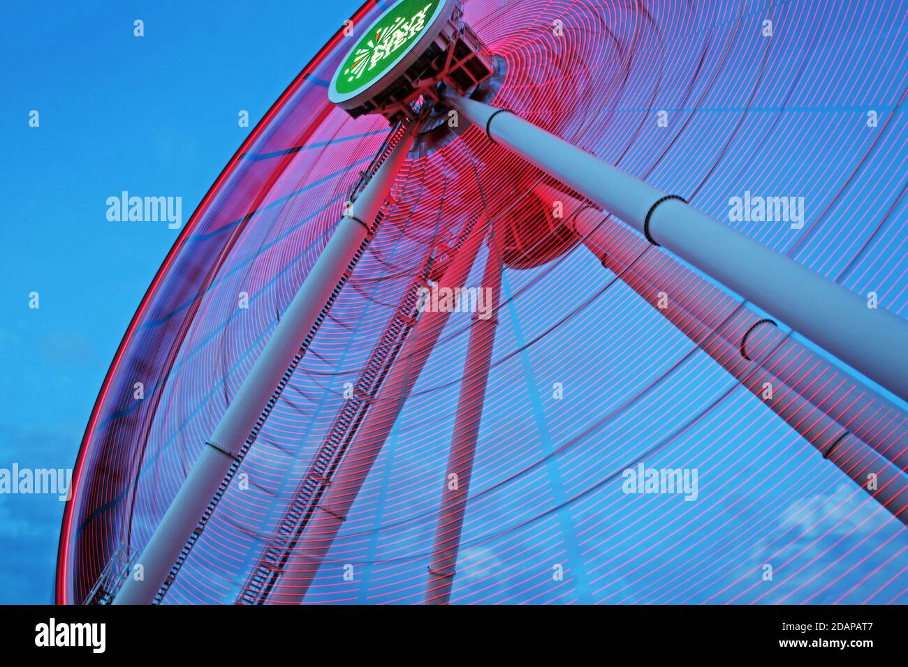 Chicago's Navy Pier Ferris Wheel in motion. Stock Photo