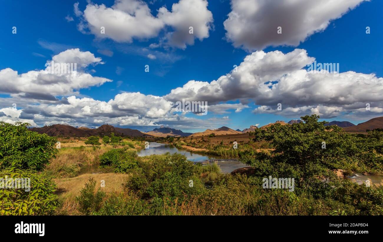 Anja national park terraced cultivations landscape on a sunny day Stock Photo