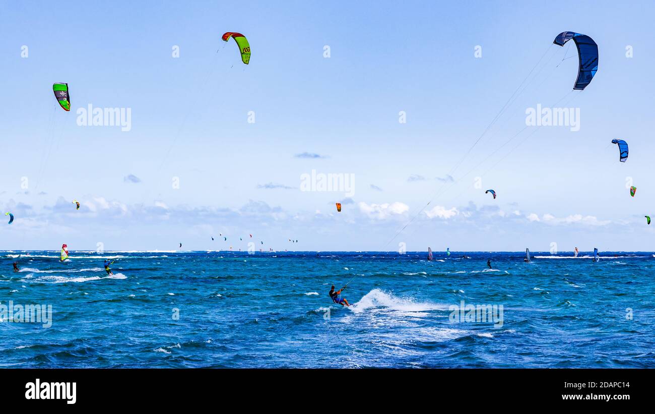 Mauritius in the Indian Ocean is a popular spot for all kinds of water sports Stock Photo