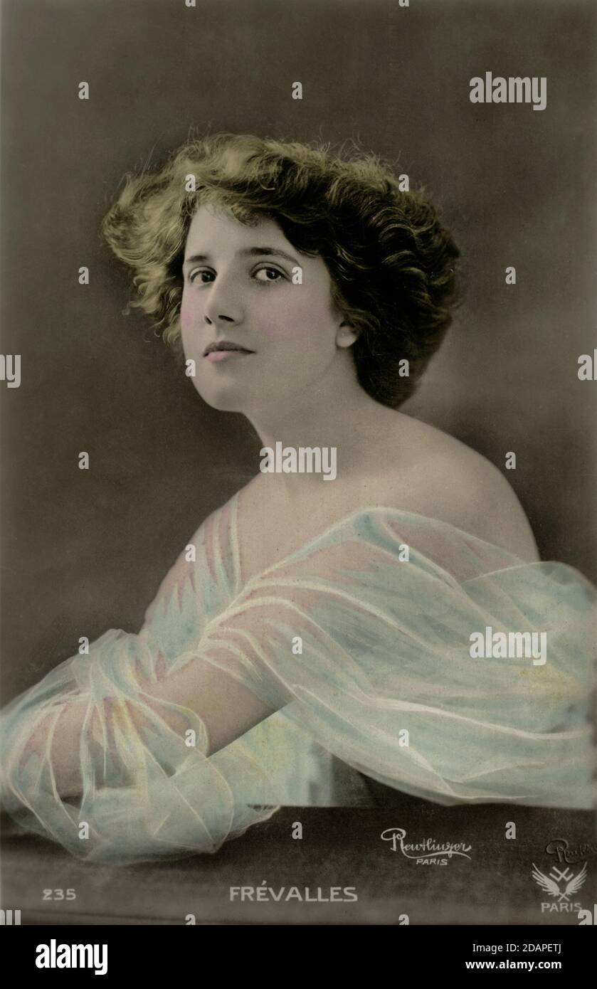 Portrait of Simone Frevalles (French actress and dancer) - photo by Reutlinger (Paris). Manually restored from original postcard by Montana Photographer. Stock Photo