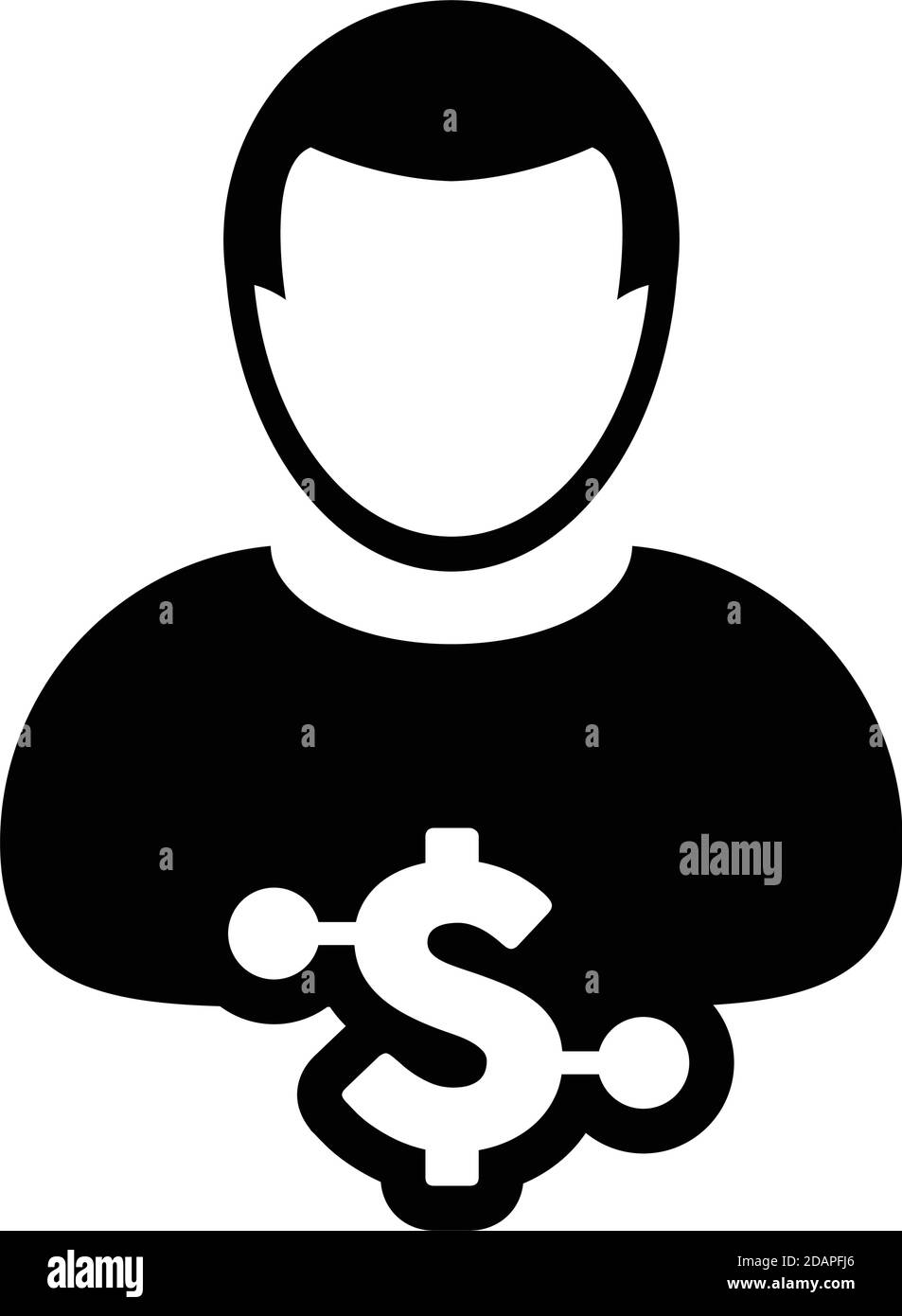 Digital currency icon vector dollar money symbol with male user person ...