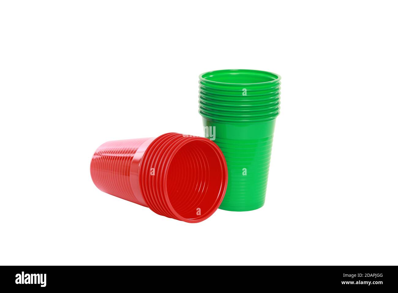Closeup shot of red and green plastic disposable cups isolated on white  background Stock Photo - Alamy