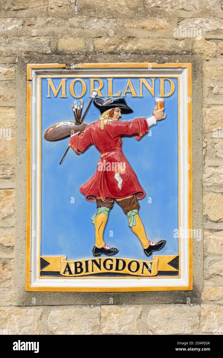 Morland Breweries of Abingdon ceramic sign, Church Street, Bampton, Oxfordshire, England, United Kingdom Stock Photo
