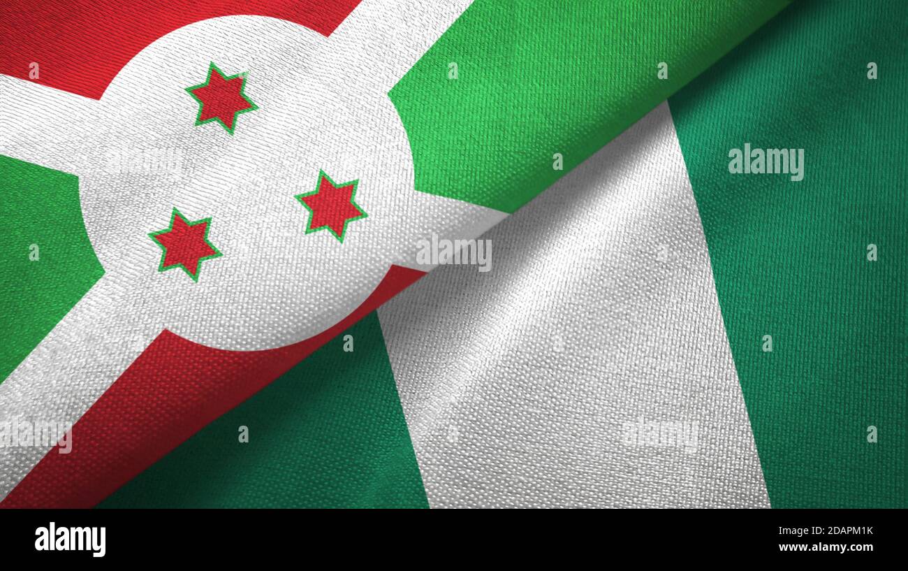 Burundi and Nigeria two flags textile cloth, fabric texture Stock Photo