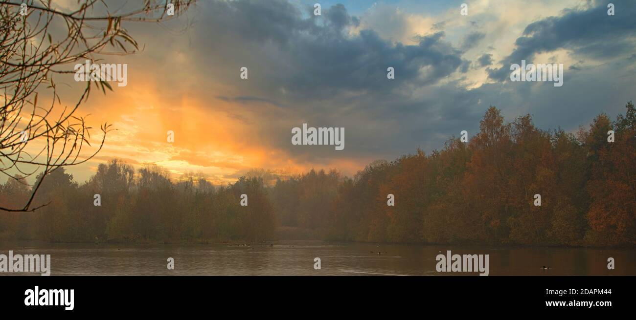 Landscape view over the lake in Autumn Stock Photo - Alamy