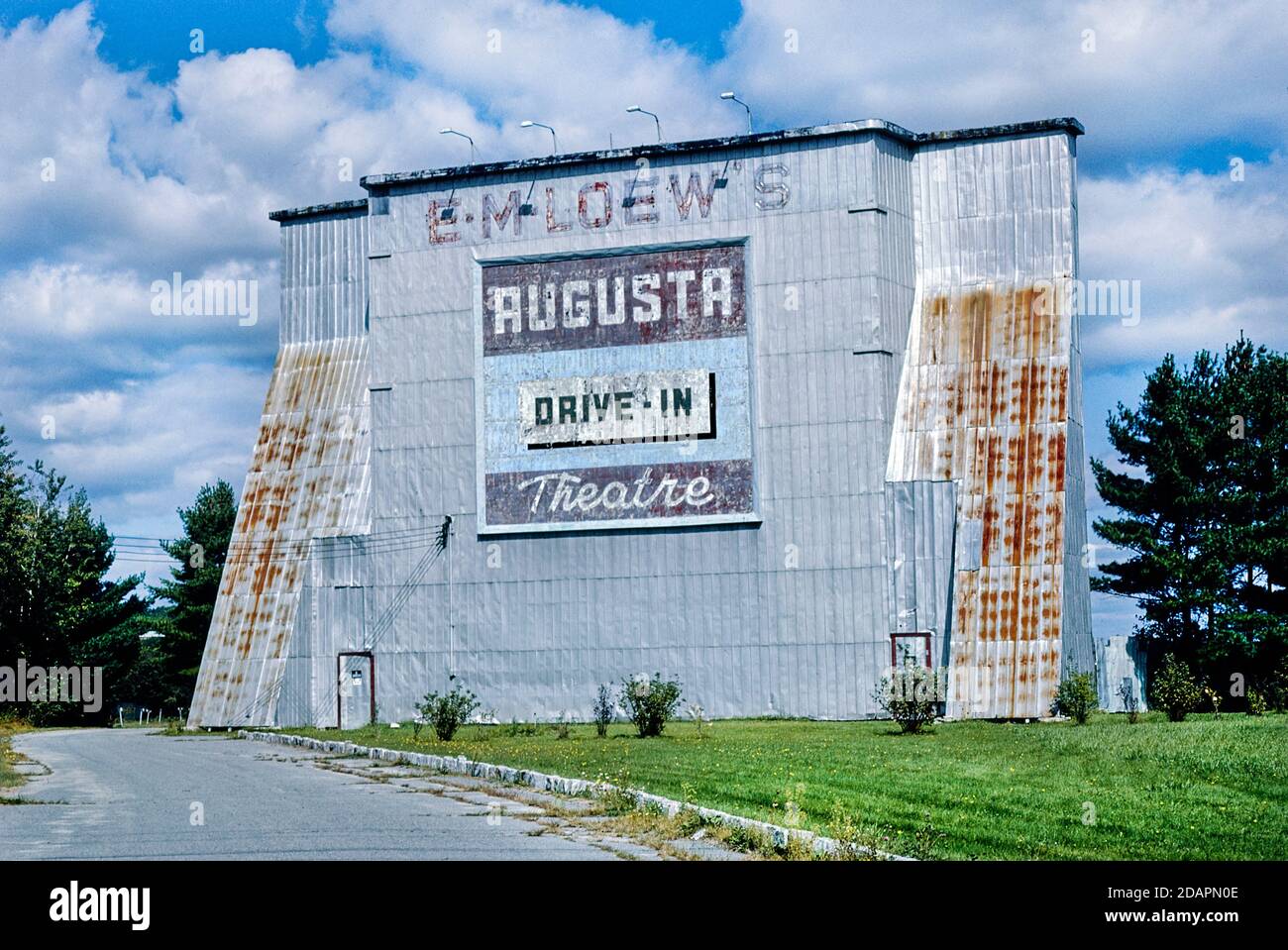 'Augusta Drive-in Theater, Route 11, Augusta, Maine USA, John Margolies Roadside America Photograph Archive, 1984' Stock Photo