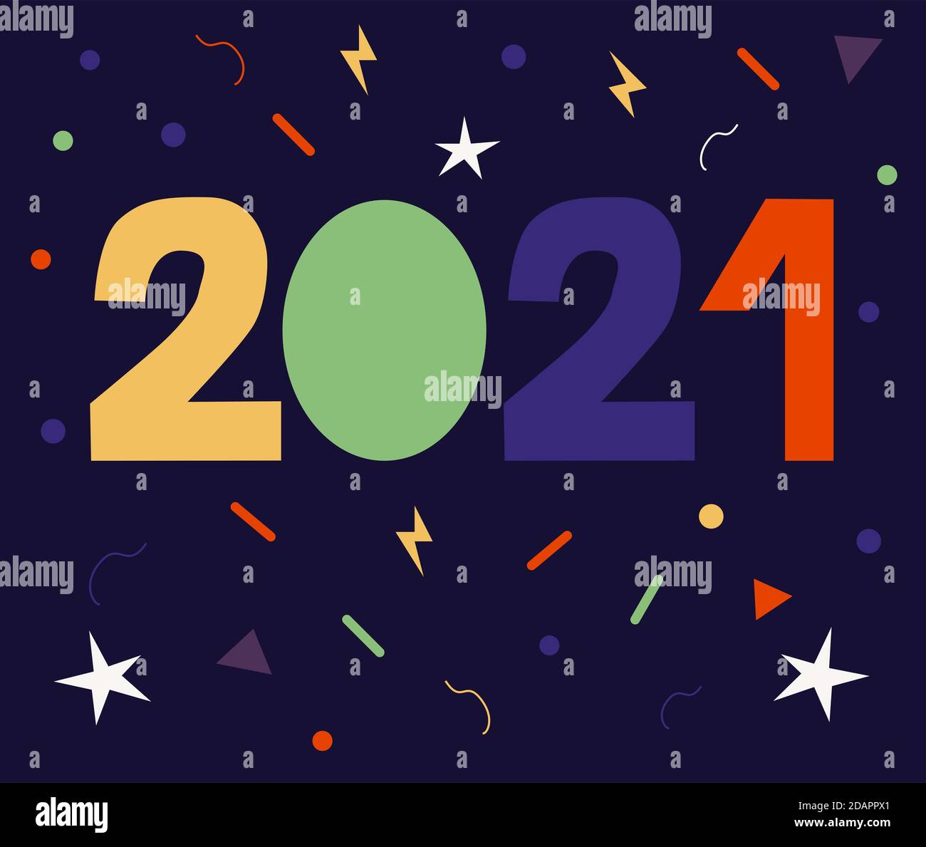 Illustration of background or postal card for 2021 New Years celebration Stock Photo