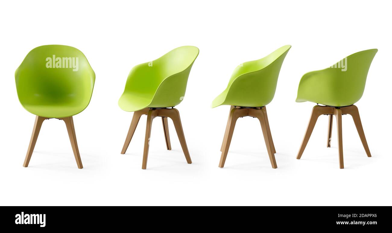 Single chair at different angles on a white background Stock Photo