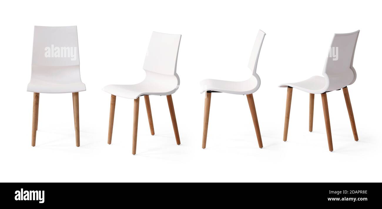 Single chair at different angles on a white background Stock Photo