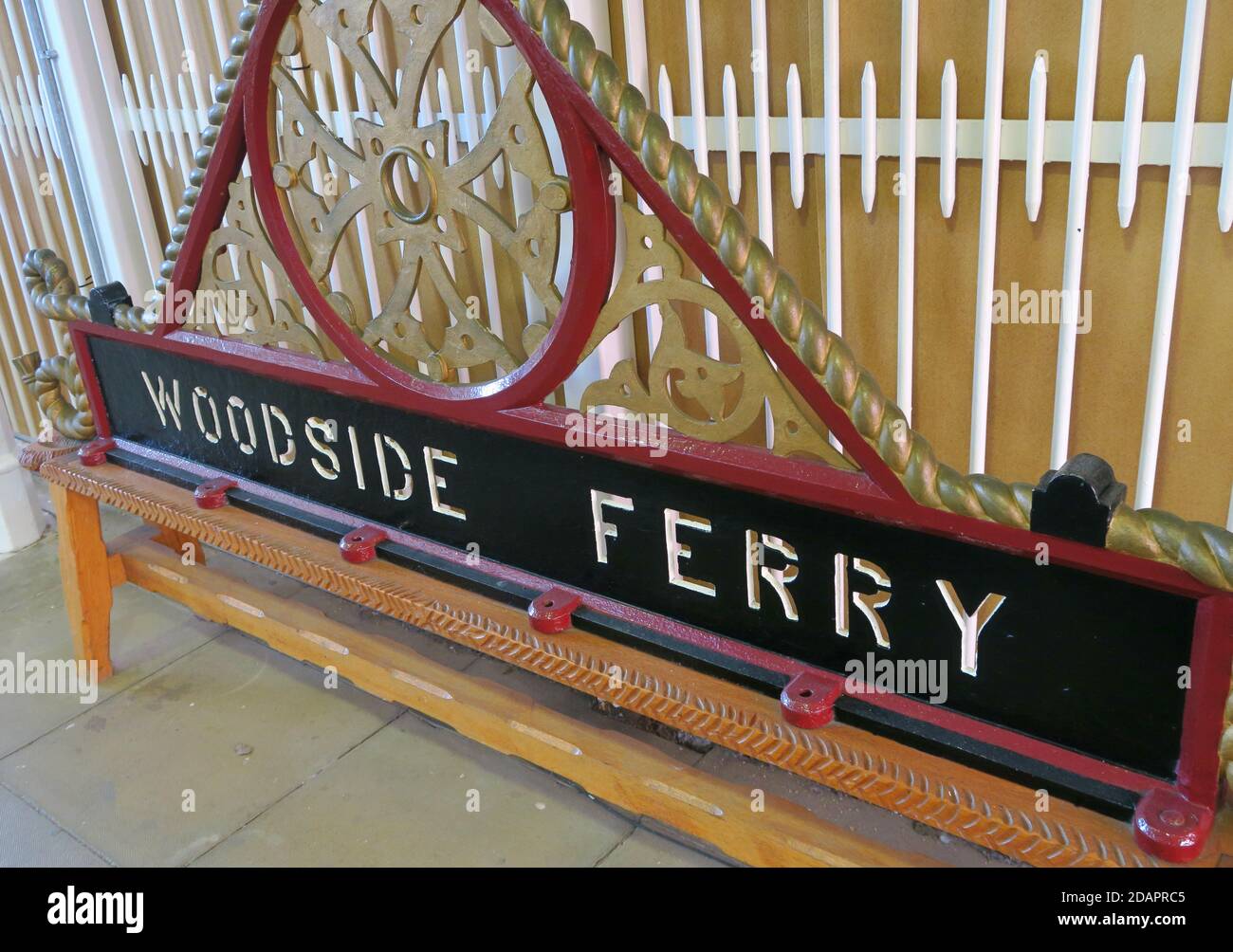 Woodside Ferry bench, Ferry terminal,Birkenhead,Wirral, Merseyside,Cheshire,England,UK Stock Photo