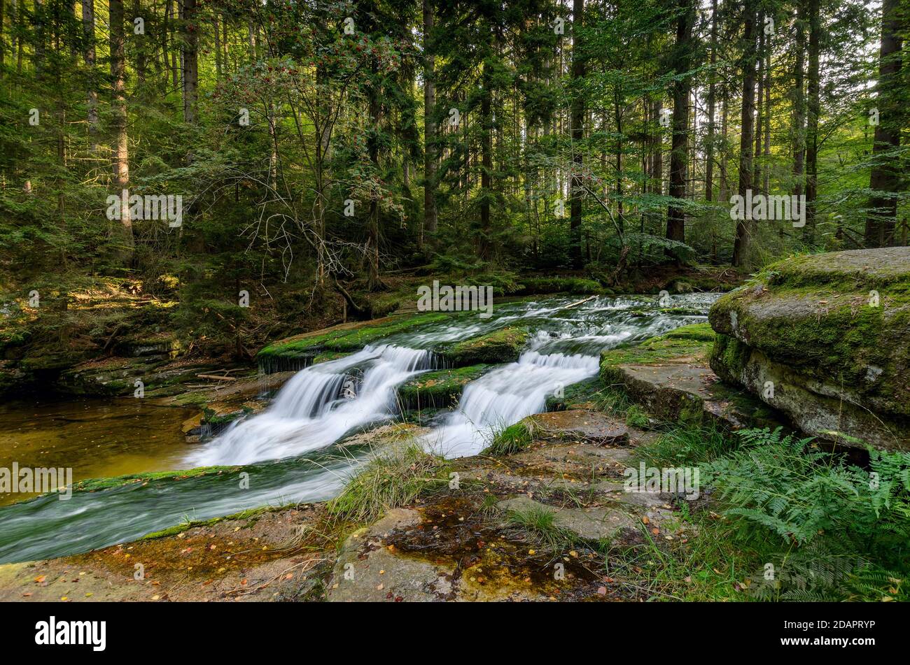 Upper Szklarka cascades, Giants Mountains, Szklarska Poreba. Lower Silesia province, Poland. Stock Photo