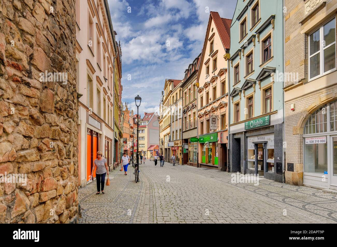 1st May street, city of Jelenia Gora, (ger.: Hirschberg im Riesengebirge), Lower Silesia province, Poland. Stock Photo