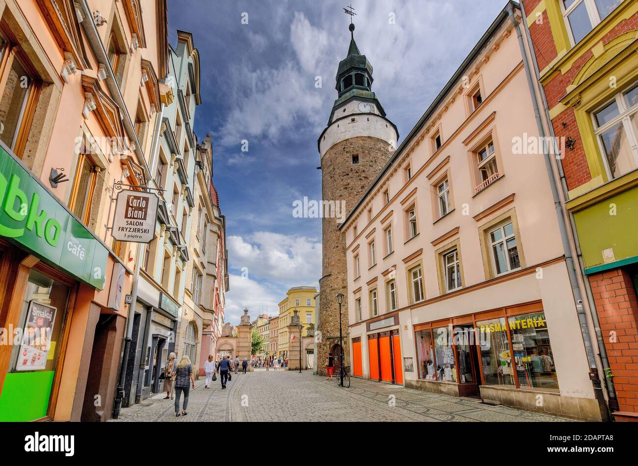 Wojanowska Tower and Gate. City of Jelenia Gora, (ger.: Hirschberg im Riesengebirge), Lower Silesia province, Poland. Stock Photo
