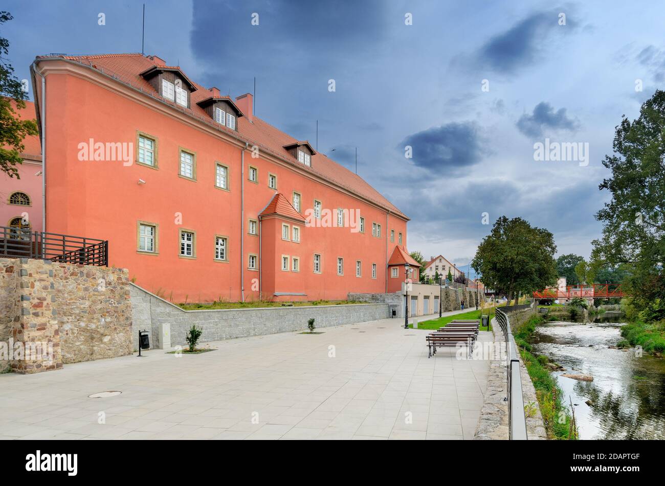 Natural museum building, Kamienna riverbank. Spa district Cieplice Slaskie-Zdroj, City of Jelenia Gora, (ger.: Hirschberg im Riesengebirge). Stock Photo