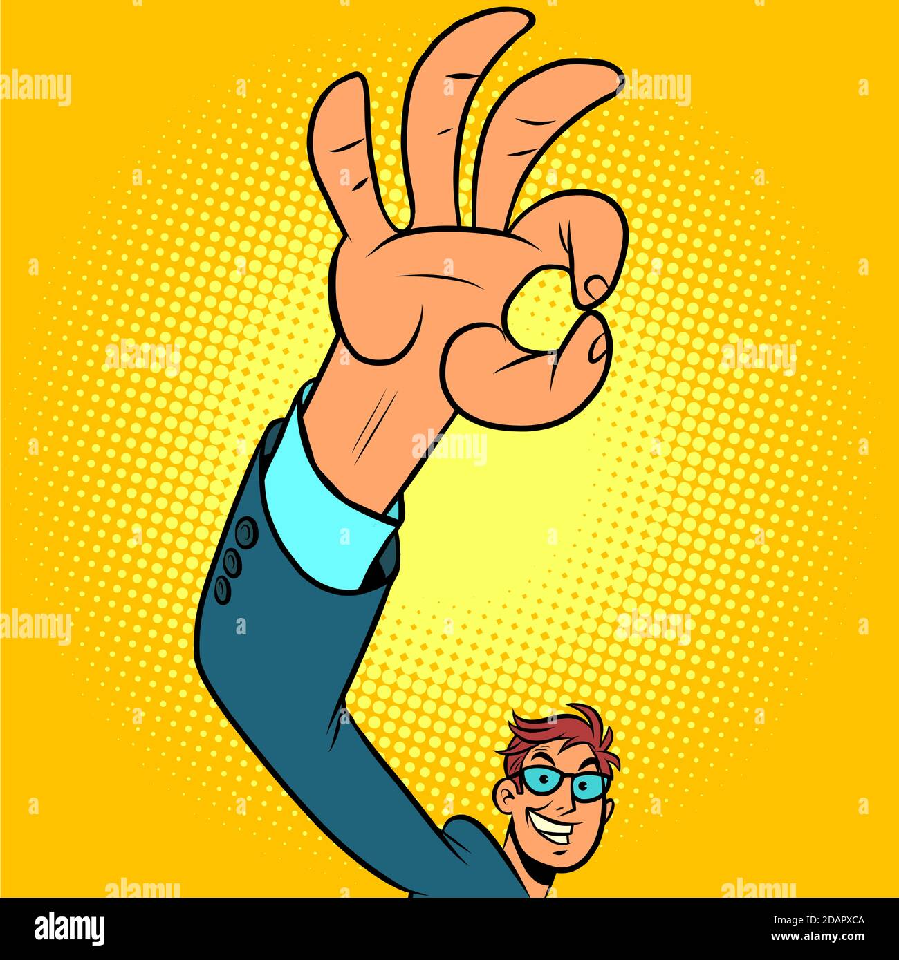 OK hand gesture, positive businessman Stock Vector