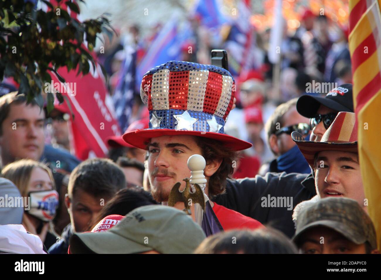 Washington Dc, USA. 14th Nov, 2020. (NEW) Trump and Biden Supporters clash at the Supreme Court in Washington DC. November 14, 2020, Washington DC, Maryland, USA: Trump and Biden supporters clash at the Supreme Court in Washington DC during a TrumpÃ¢â‚¬â„¢s MAGA Million March to show their support for Trump and protest against the Presidential election result which they claim to be fraudulent. There were some Police Officers to provide security between them .Credit : Niyi Fote /Thenews2. Credit: Niyi Fote/TheNEWS2/ZUMA Wire/Alamy Live News Stock Photo