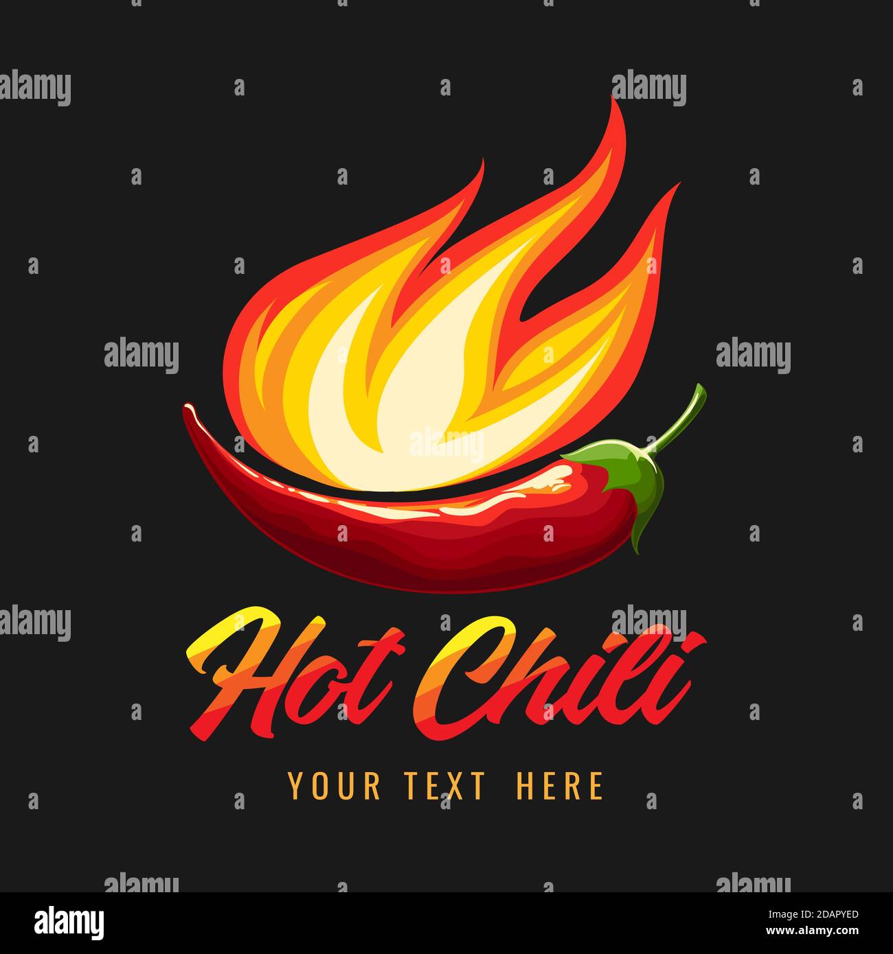 Burning Chili Pepper eblem or poster template.Vector illustration Stock Vector