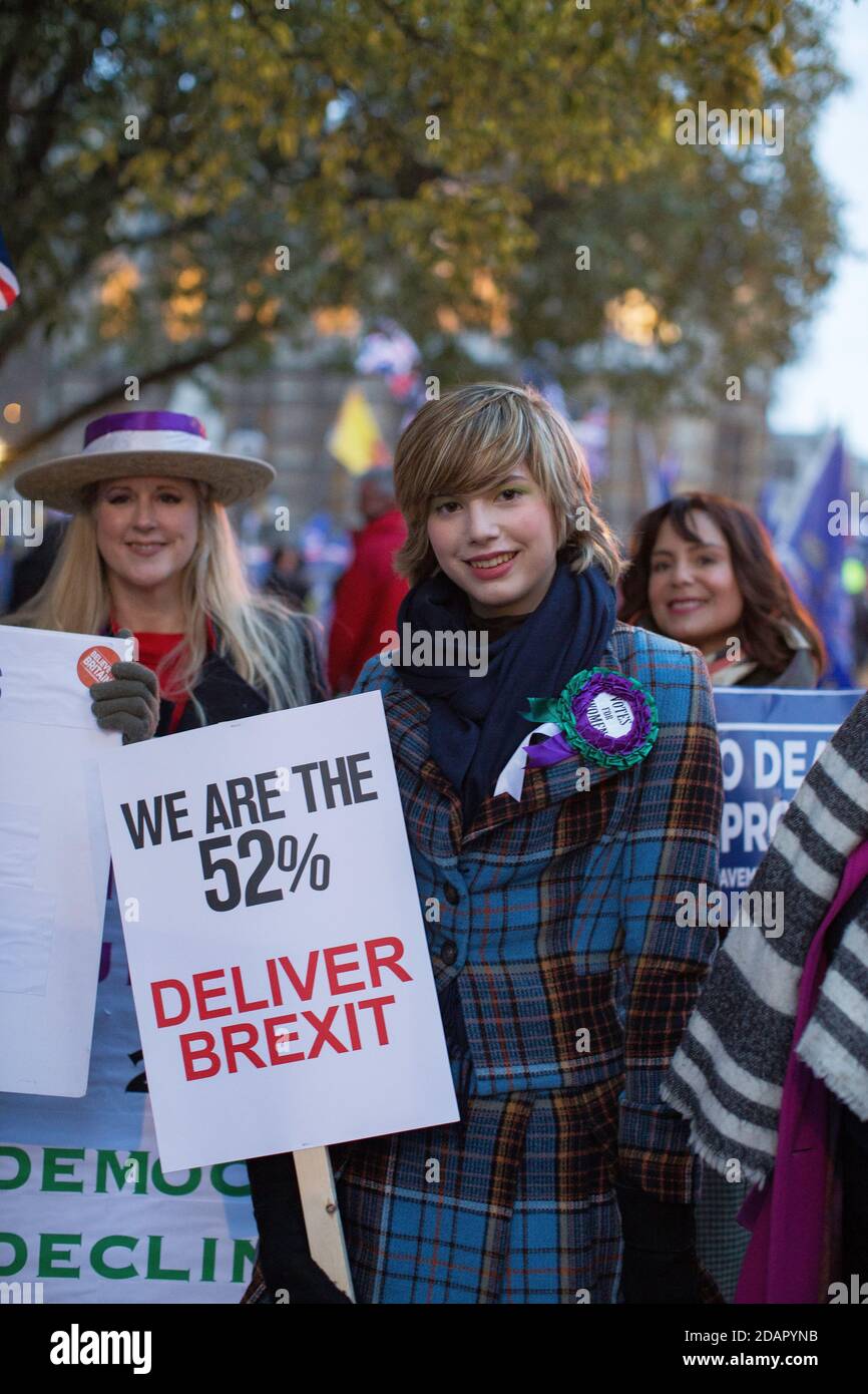 GREAT BRITAIN / England / London / Pro-Brexit activist protesting outside the Houses of Parliament on the 29th January 2019 in London, United Kingdom. Stock Photo
