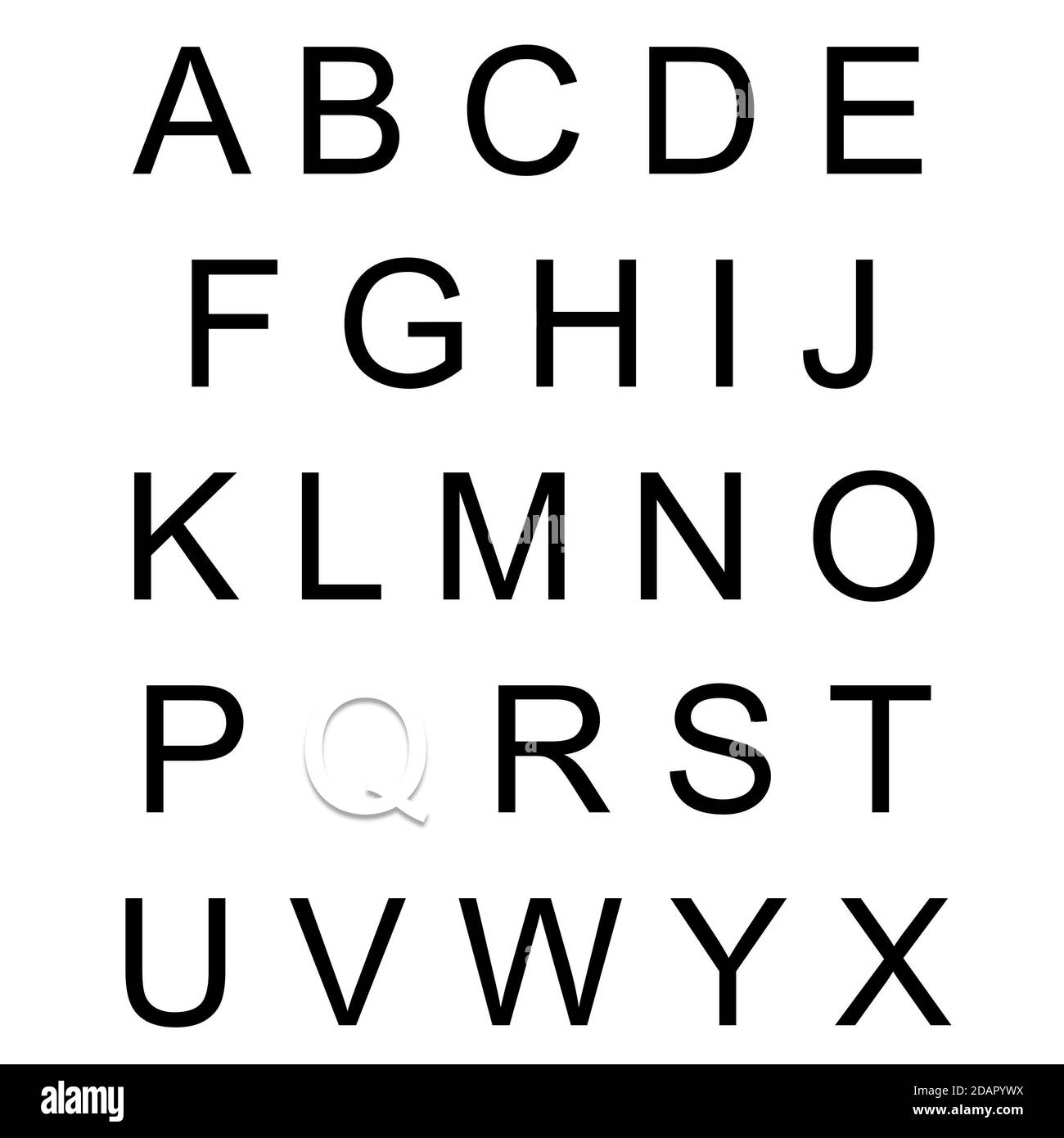 Alphabet with emphasis on the Q Stock Photo Alamy