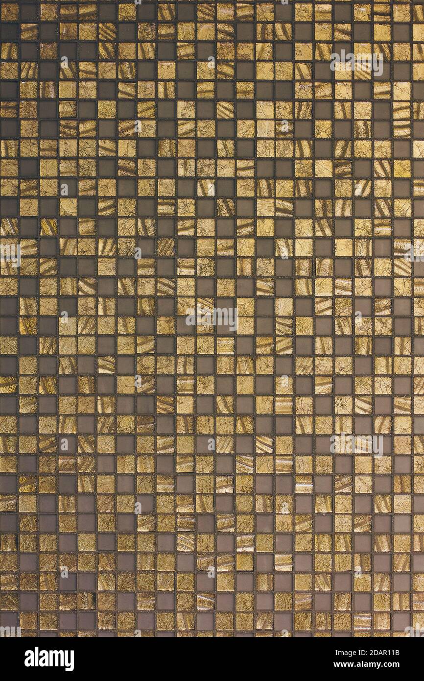 Mosaic tile background. Golden shades. Stock Photo