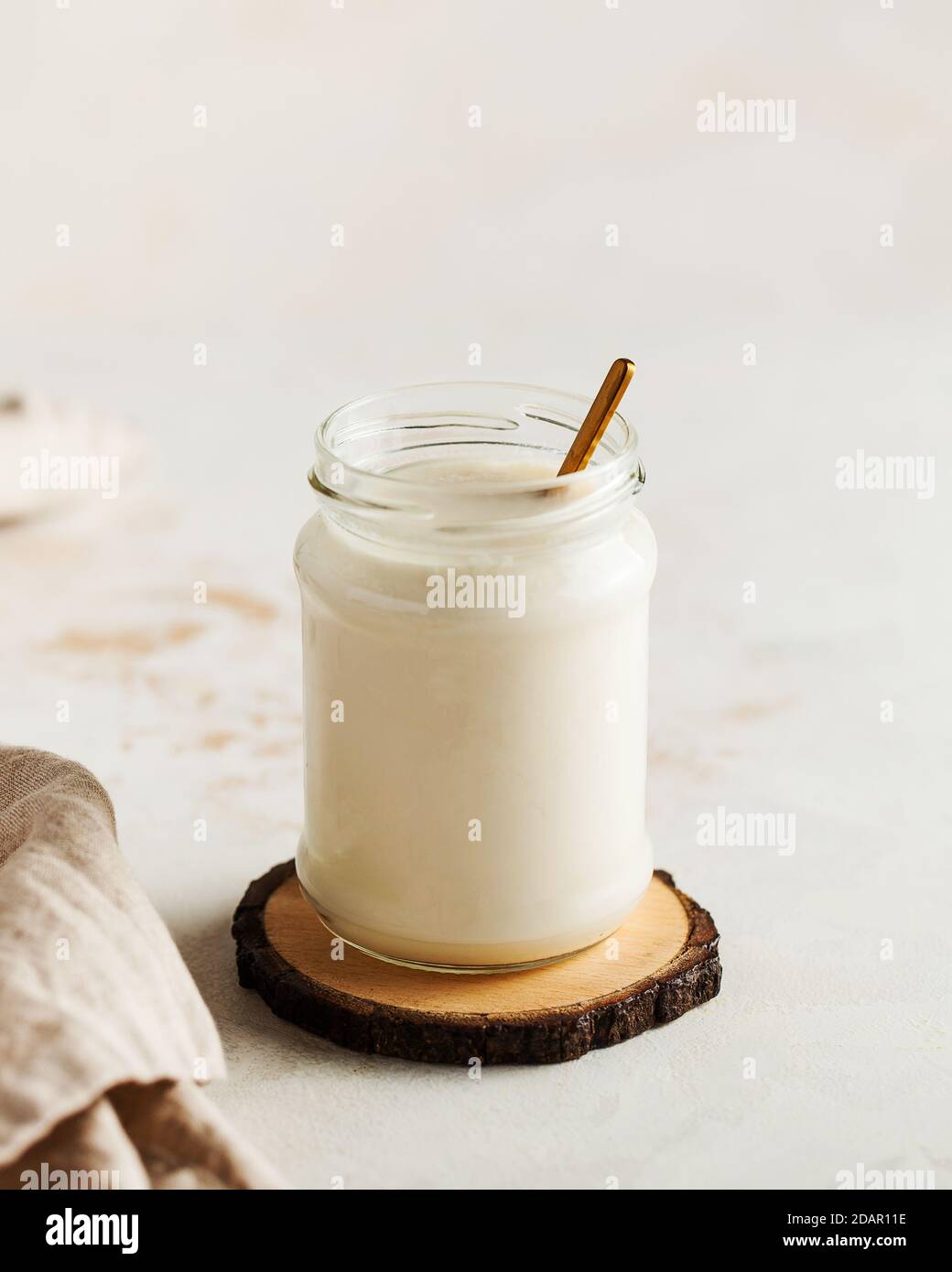 Healthy breakfast. Thermostatic fermented milk product, natural yogurt