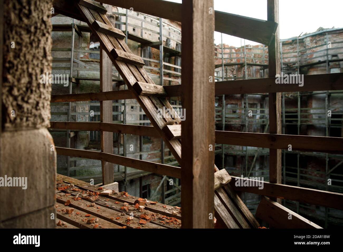 old ruined residential building. emergency housing Stock Photo - Alamy
