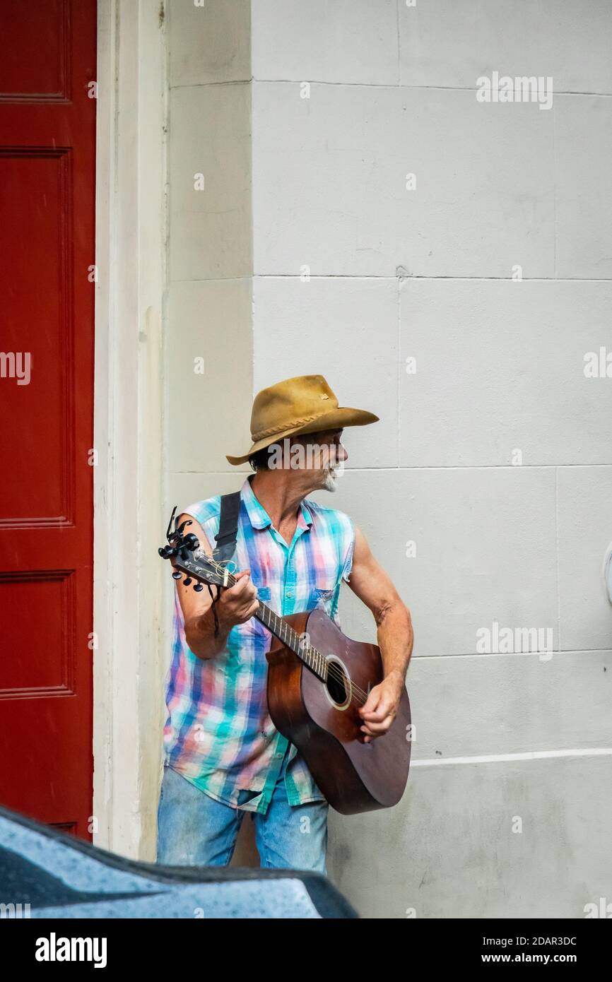 guitar playing cowboy in New Orleans Louisiana Stock Photo Alamy