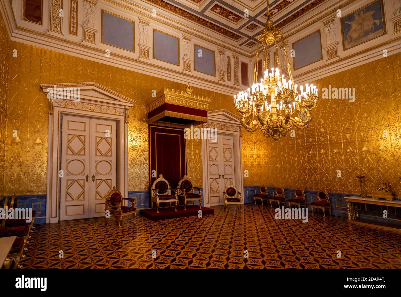 Throne for King and Queen, Koenigsbau, apartments of the King and Queen, Munich Residence, Munich, Upper Bavaria, Bavaria, Germany Stock Photo