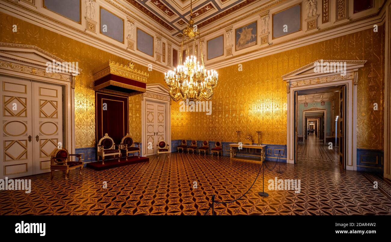 Throne for King and Queen, Koenigsbau, apartments of the King and Queen, Munich Residence, Munich, Upper Bavaria, Bavaria, Germany Stock Photo