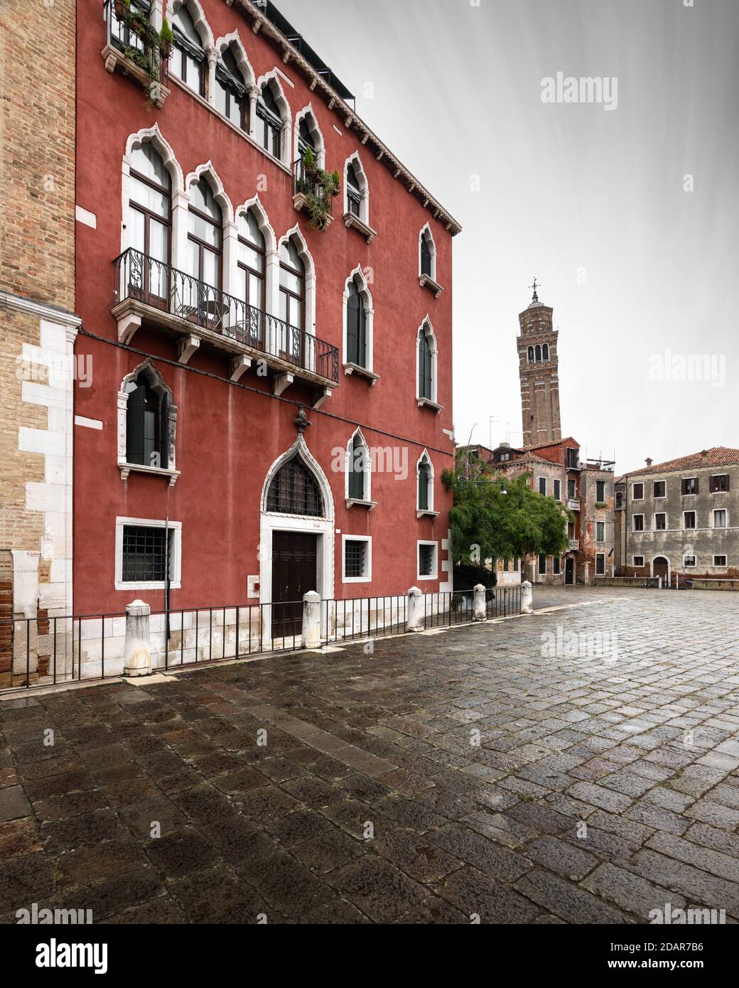 Leaning Tower of Campo Santo Stefano, Venice, Italy Stock Photo