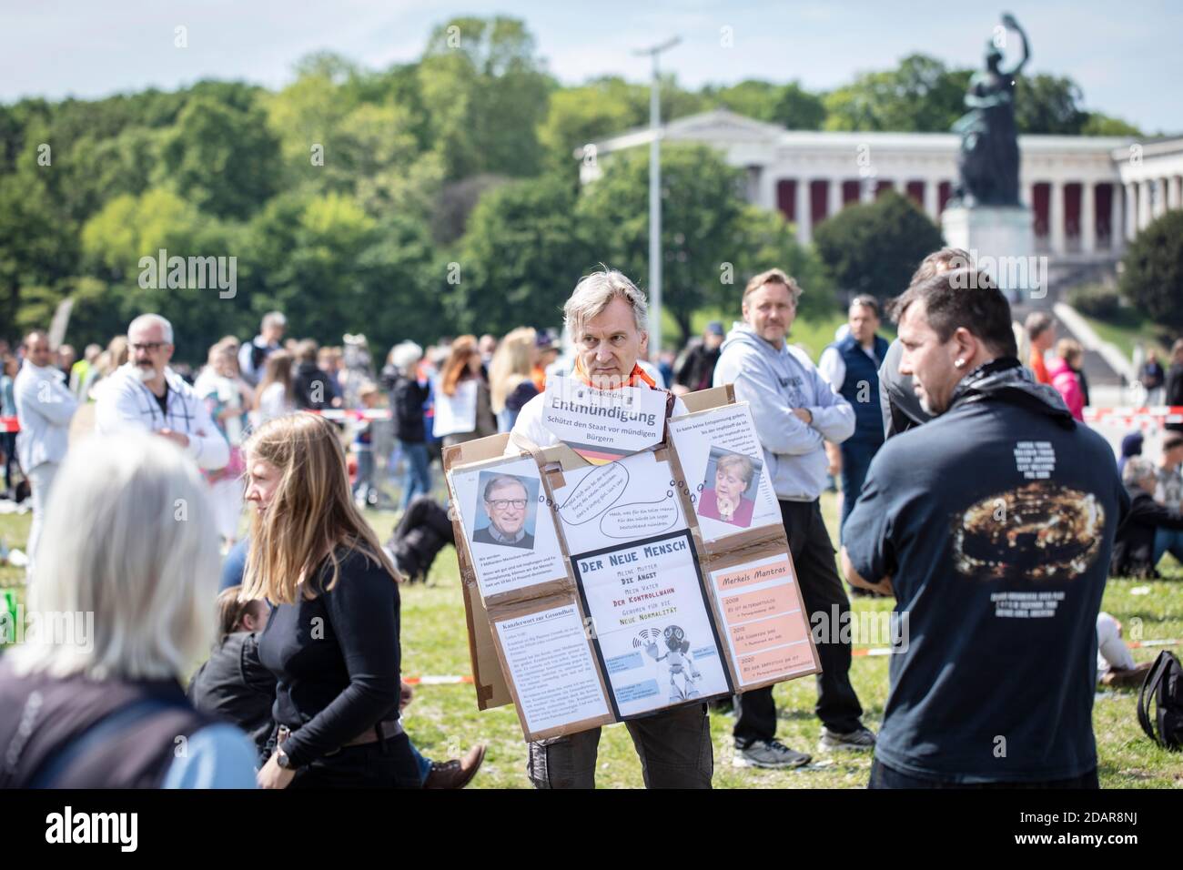 Demonstration against corona measures on 16 May 2020 at Theresienwiese, Munich, Bavaria, Germany Stock Photo